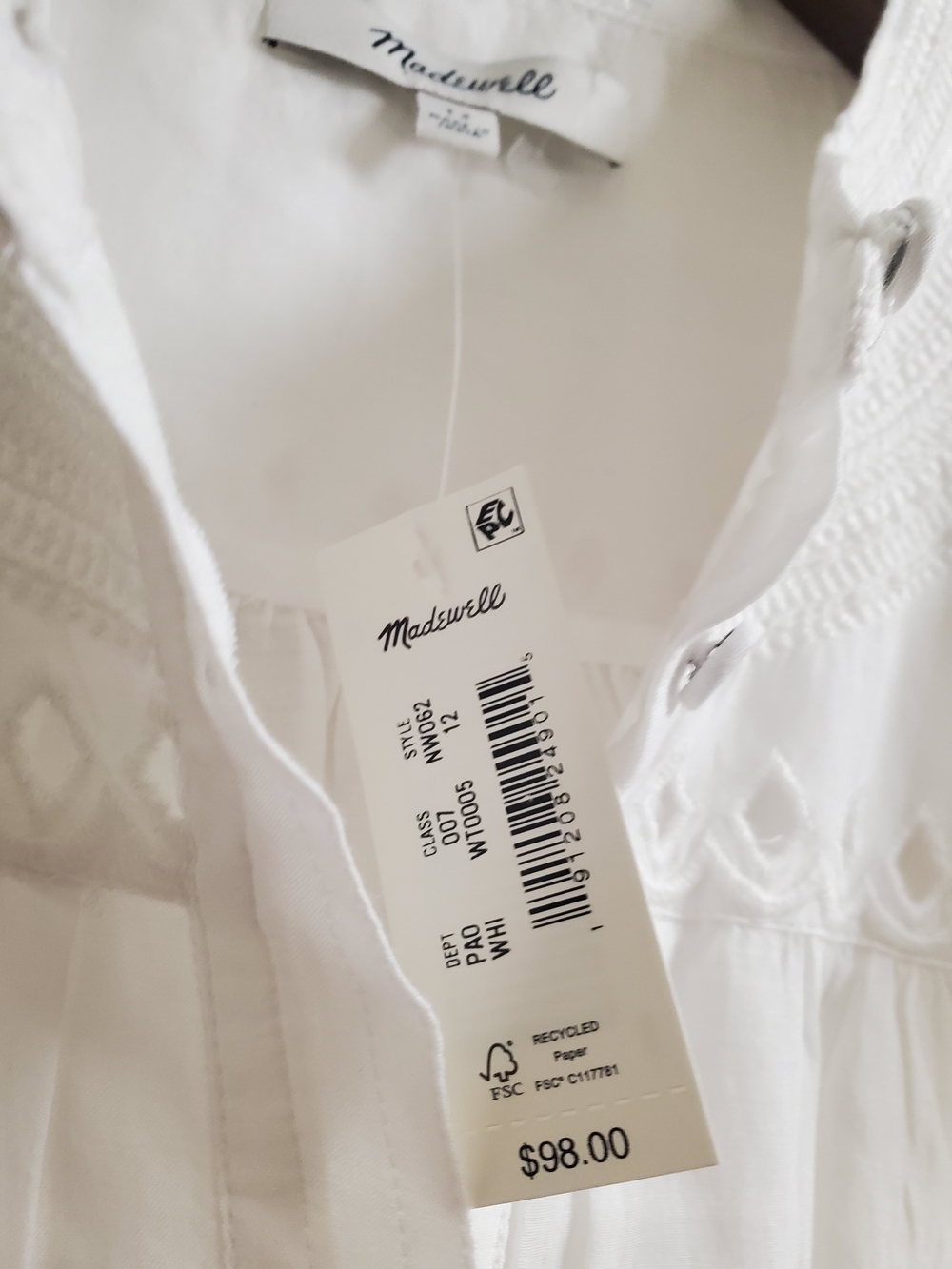 Madewell White Short-Sleeve Button-Front Blouse - Picture 3 of 16